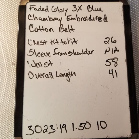 Faded Glory 3X Dress 100% Cotton Chambray Sleeveless Embroidered Floral Boho - Picture 8 of 8